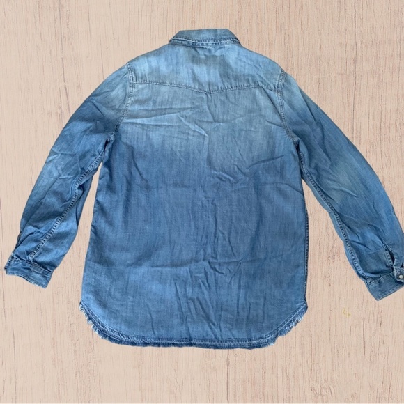 raw hem denim shirt button‎ up - Picture 2 of 9
